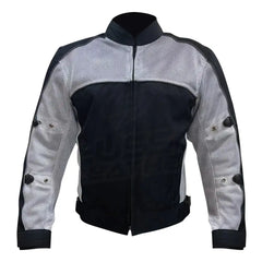 Black and White Waterproof Armored Leather Motorcycle Jacket
