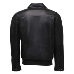 Black Leather Jacket with Collar
