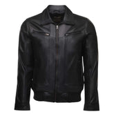 Black Leather Jacket with Collar