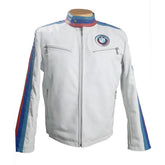 BMW Armored White Leather Motorcycle Jacket