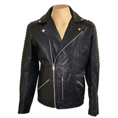 Bubble Textured Leather Biker Jacket