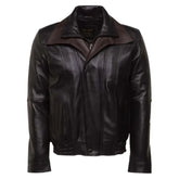 Byrne's brown and black Aviator style leather jacket with spread collars