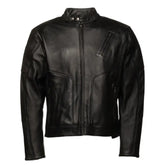 Carson Black Cafe Racer Leather Motorcycle Jacket