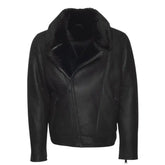 Carters Black Leather Biker Shearling Jacket
