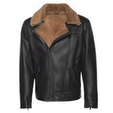 Carters Ginger Brown Shearling Leather Biker Jacket