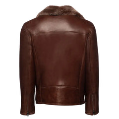 Carters Mateo Brown Leather Biker Bomber Shearling Jacket