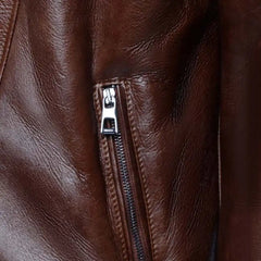 Carters Mateo Brown Leather Biker Bomber Shearling Jacket