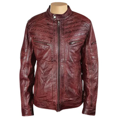 Charley Ellwood's moto style Burnished Burgundy Leather Jacket