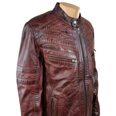 Charley Ellwood's moto style Burnished Burgundy Leather Jacket