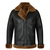 Classic Ginger Brown B3 Bomber Aviator Shearling Jacket