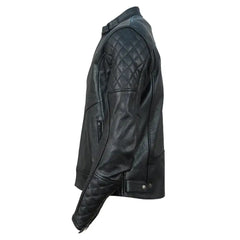 Connor's Speedster Quilted Cafe Racer Leather Motorcycle Jacket
