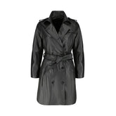 Coral black belted leather coat