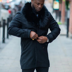 Farrel's Cashmere 3/4 length trench coat with Fox Fur collar