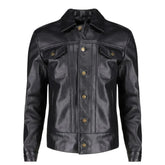 Griff black denim style leather jacket