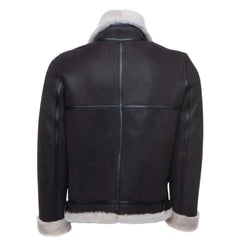 Hampton's Classic Brown B-3 Bomber Aviator Shearling Jacket with collar belt