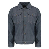 Julian Armored Blue Denim Leather Motorcycle Jacket with Kevlar Lining