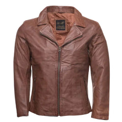 Liam Jackson Dark Cognac Leather Biker Jacket