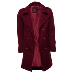 Men's Burgundy Wool 3/4 double breasted coat