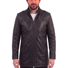 Black jacket with straight collar and shoulder epaulettes