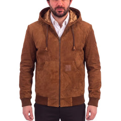 Marek Tan suede leather hoodie