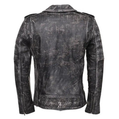 Miles Stone Wash Leather Biker Jacket