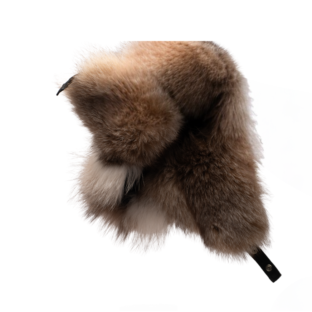 Fox fur and leather Aviator hat
