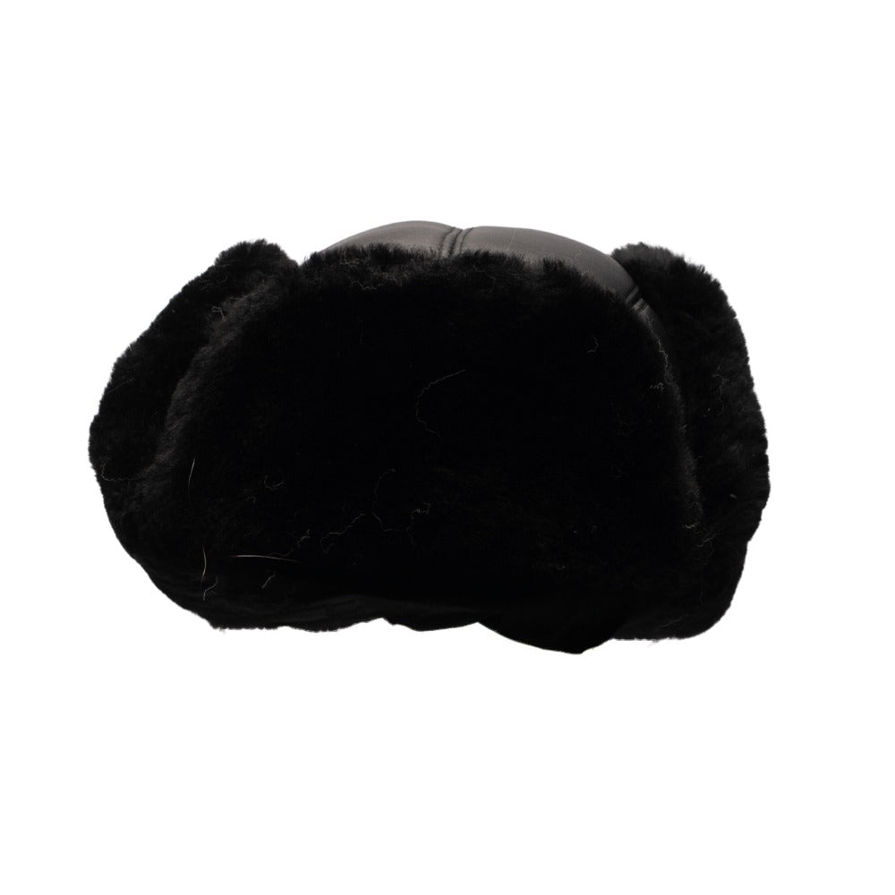 Black sheepskin shearling Aviator Hat