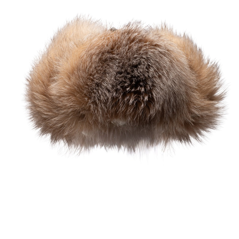 Fox fur and leather Aviator hat