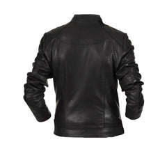 Black Double Breasted Jacket With Straight Collar