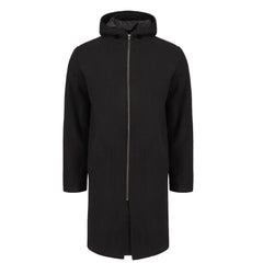 Maddox Black hooded long wool coat