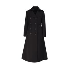 Kaia Black Long wool Trench coat