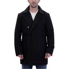 Elias black wool overcoat