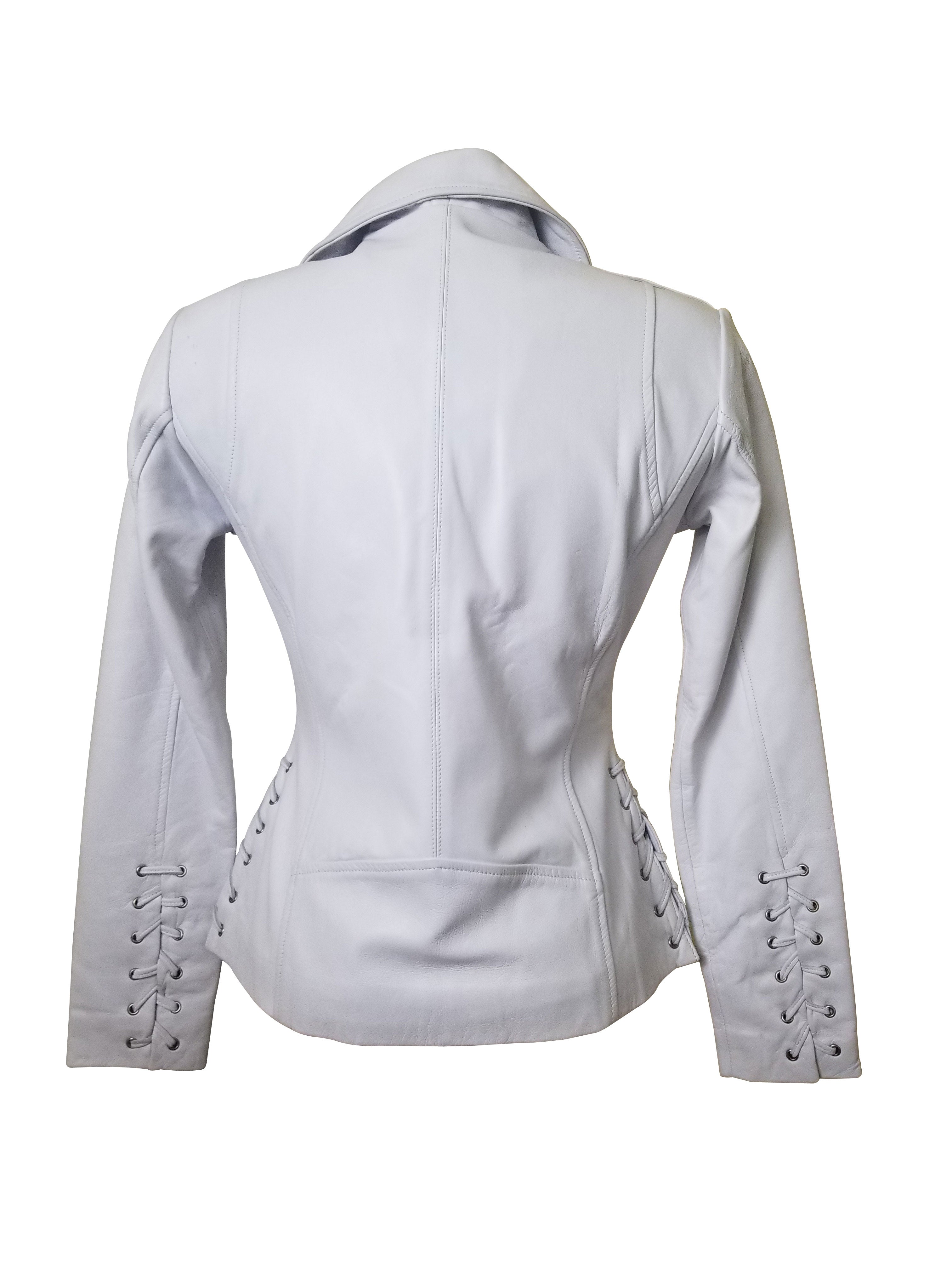 Callie's White Leather Jacket With Side Laces