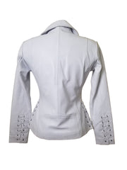Callie's White Leather Jacket With Side Laces