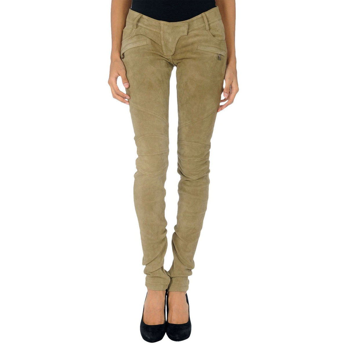 Beige Suede leather pants