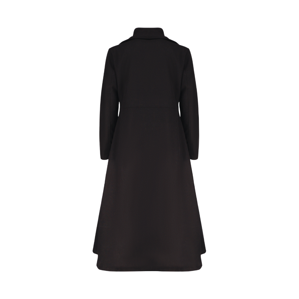 Kaia Black Long wool Trench coat