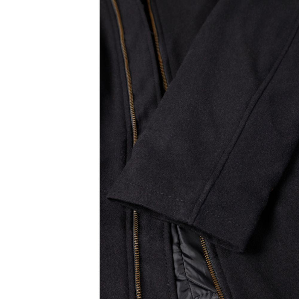 Maddox Black hooded long wool coat