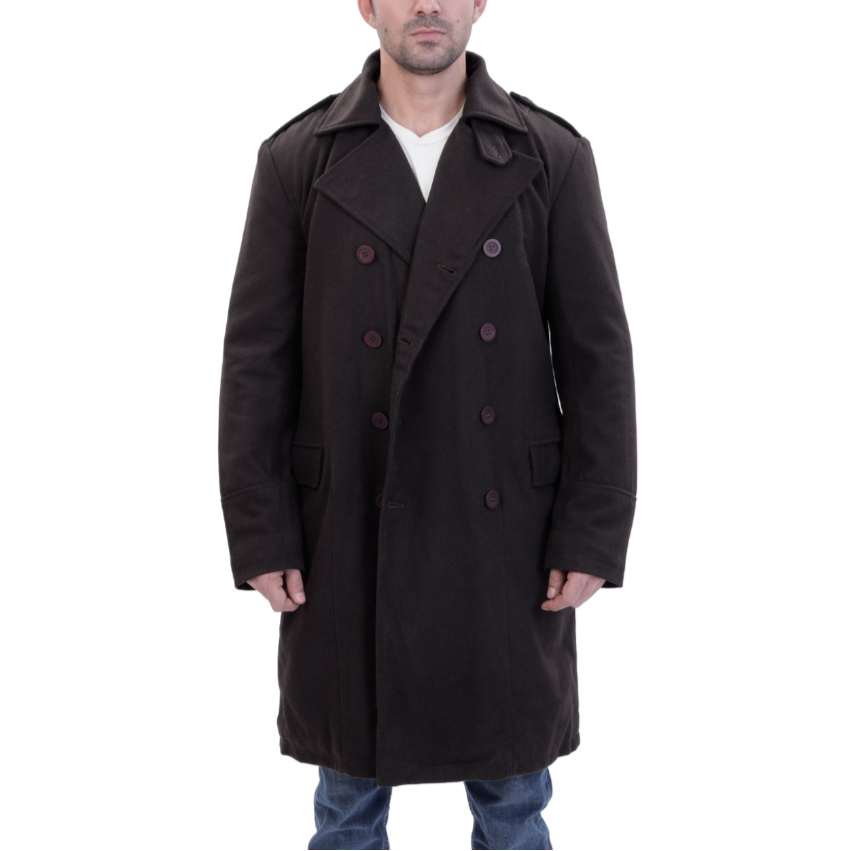 Adrian Brown wool trench coat