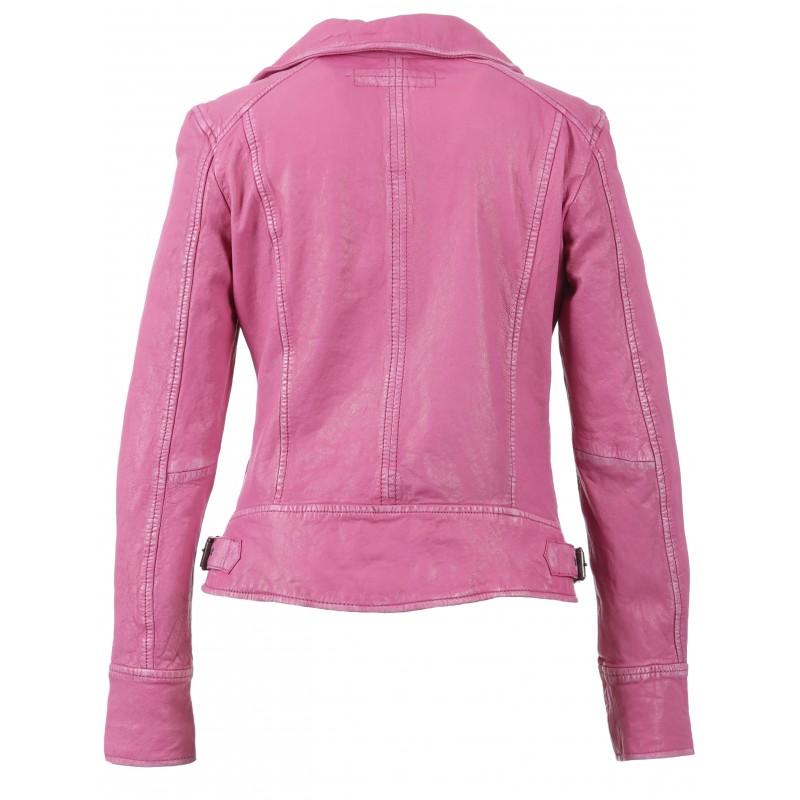 Anorah's Fuschia Biker Style Leather Jacket