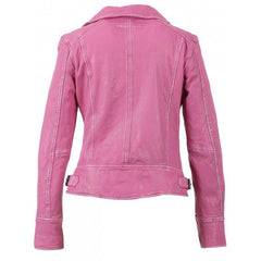 Anorah's Fuschia Biker Style Leather Jacket