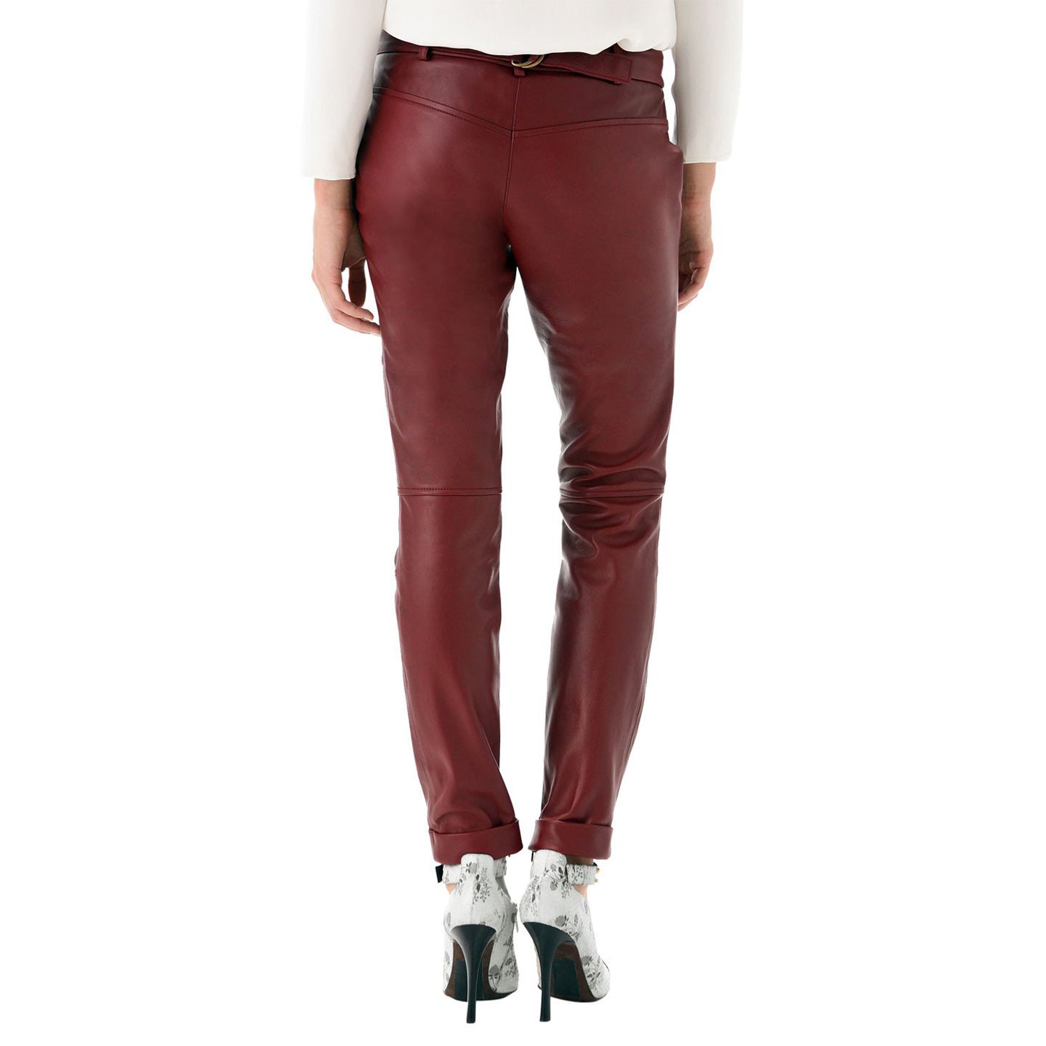 Cherry leather pants with belt (style #15)