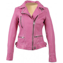 Anorah's Fuschia Biker Style Leather Jacket