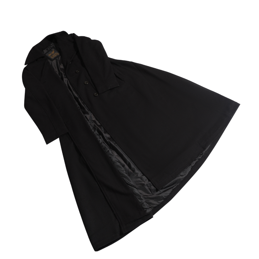 Kaia Black Long wool Trench coat