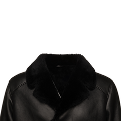 Christian black shearling car coat