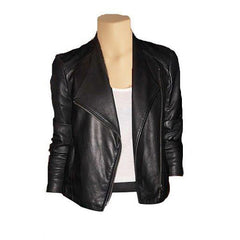 Black Double Breasted Minimalist Leather Jacket