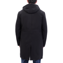 Maddox Black hooded long wool coat