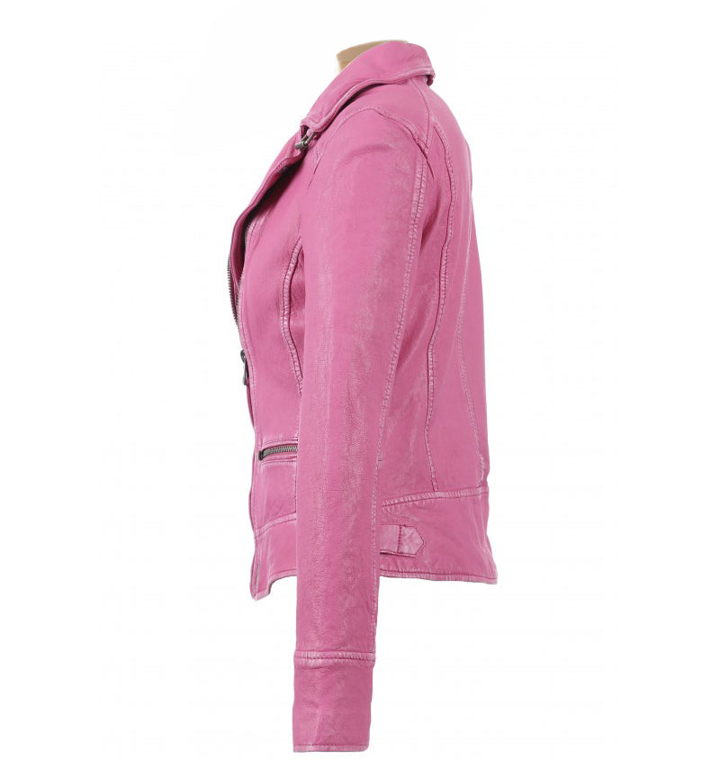 Anorah's Fuschia Biker Style Leather Jacket