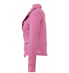 Anorah's Fuschia Biker Style Leather Jacket