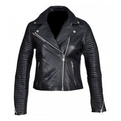 Nyah's Biker Style Jacket With Ribbed Sleeves
