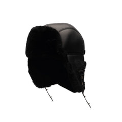 Black sheepskin shearling Aviator Hat